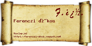Ferenczi Ákos névjegykártya